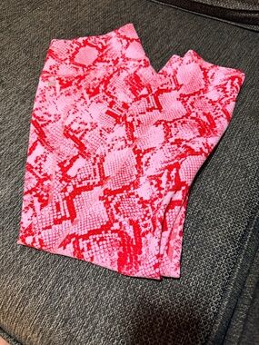 Fabletics Pink and Red Snakeprint Leggings